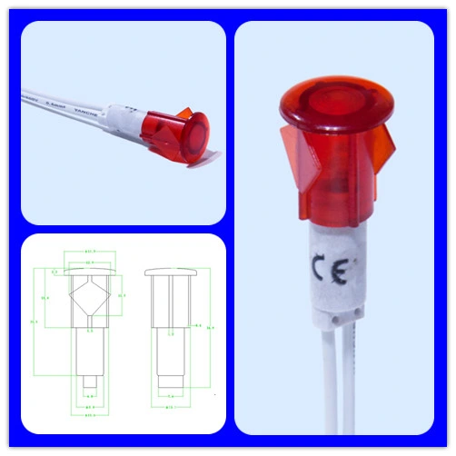 چراغ شاخص آبگرمکن برق A-21-1M 12mm روشنایی شاخص 40mA روشنایی شاخص جریان قرمز 0